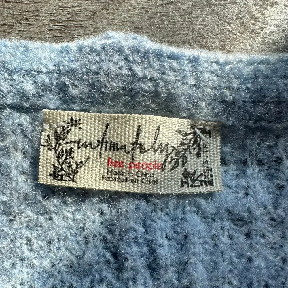 Intimately Free People C.O.Z.Y. Waffle Knit Sweater Soft Oversized Blue XS/S